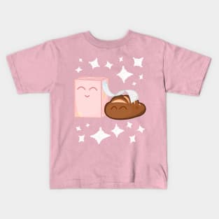 Cute Bread And Box Happy Hug With Stars Kids T-Shirt